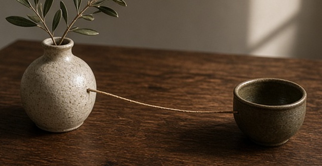 A thread gently linking two ordinary objects